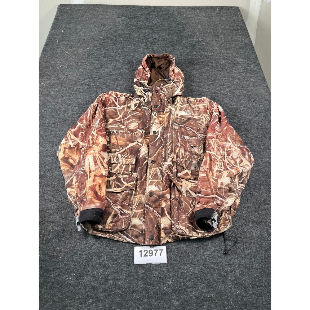 Vintage RedHead Camo Jacket Mens Large Brown Hooded Hunting Camping Outdoor